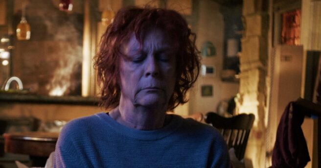 A pair of images from the psychological horror thriller Sender feature characters played by Jamie Lee Curtis and Britt Lower